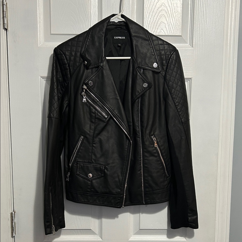 Express Women's Black Leather Biker Jacket